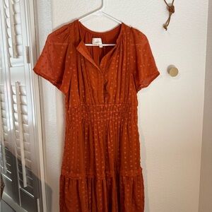 Anthropologie Burnt Orange Mini Dress